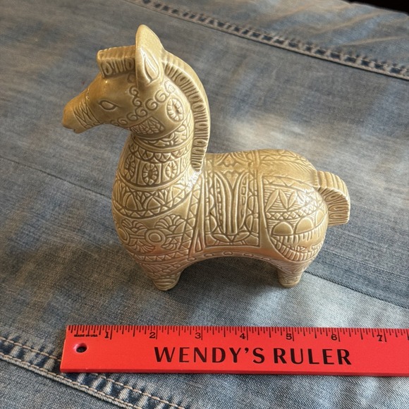 Vintage Horse Zebra Bitossi MCM PJ 6.5" Ceramic  Statue Figurine Boho Decor - Picture 10 of 10